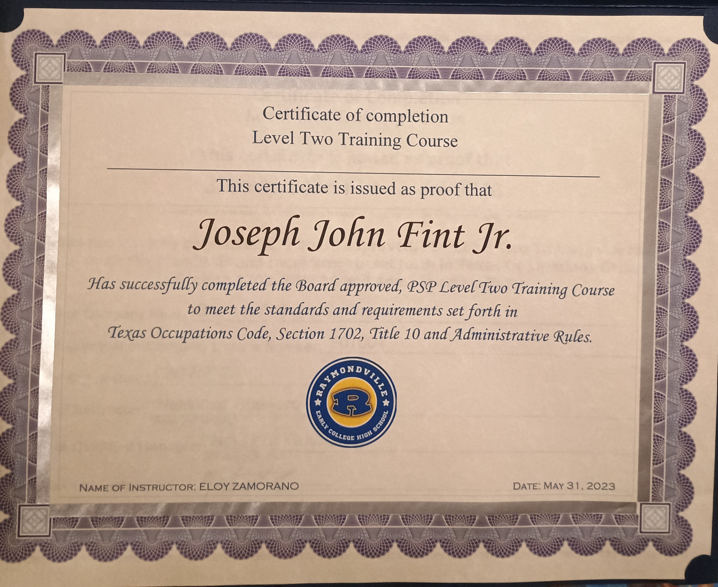 Certificate